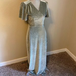 NWT Baltic Born sage green velvet ribbed wrap dress